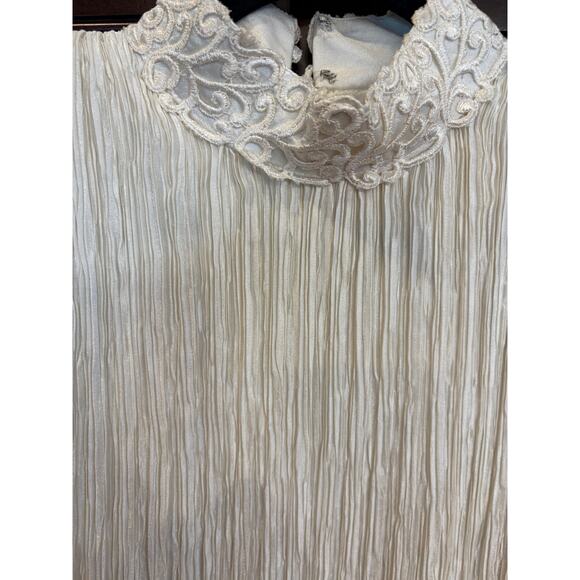 Vintage Pierre Labiche Cream Pleated Dress with Lace Detail Size 10 - Picture 4 of 15